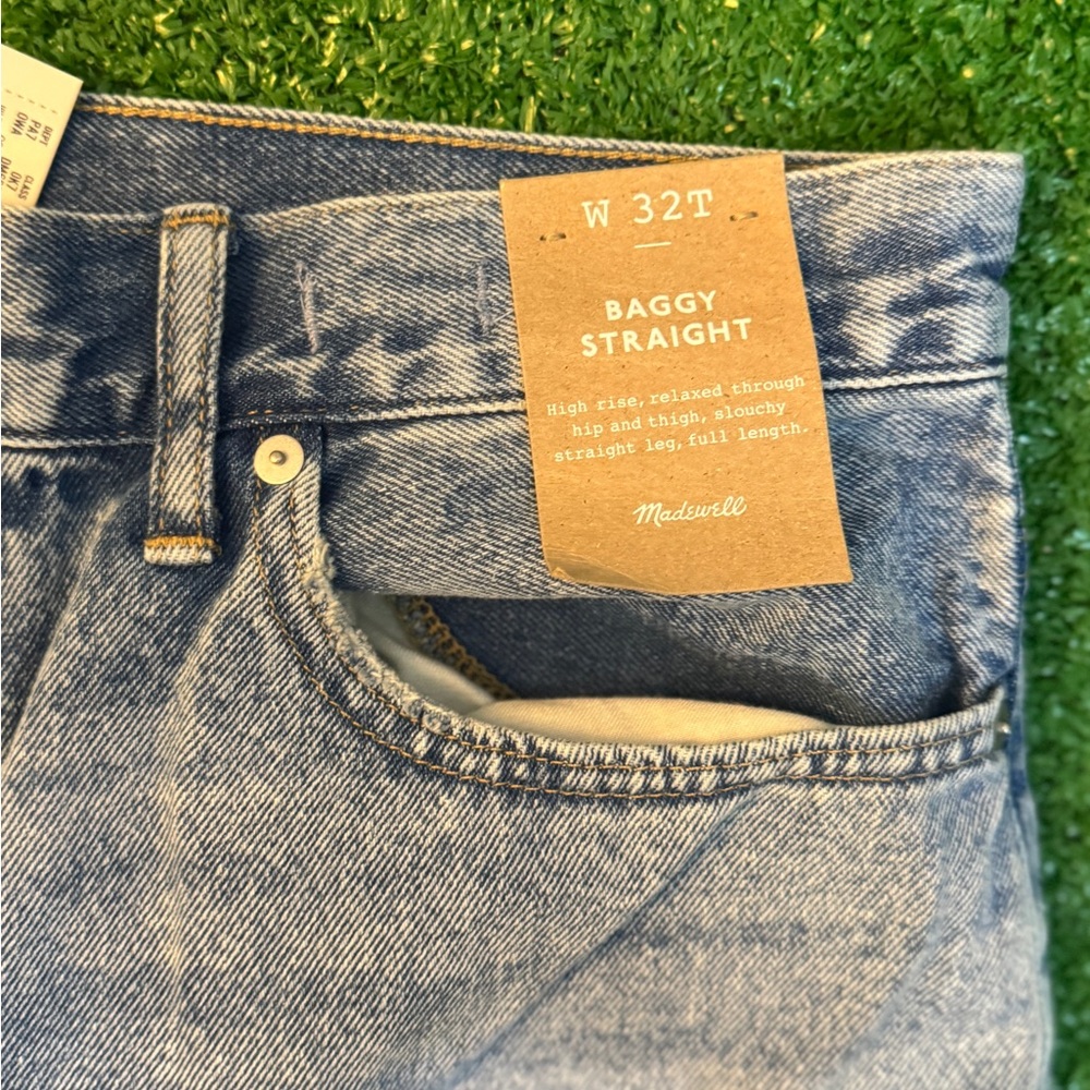 Madewell Womens Baggy Straight Jeans Blue Wash Denim Size 32 T - Picture 4 of 14